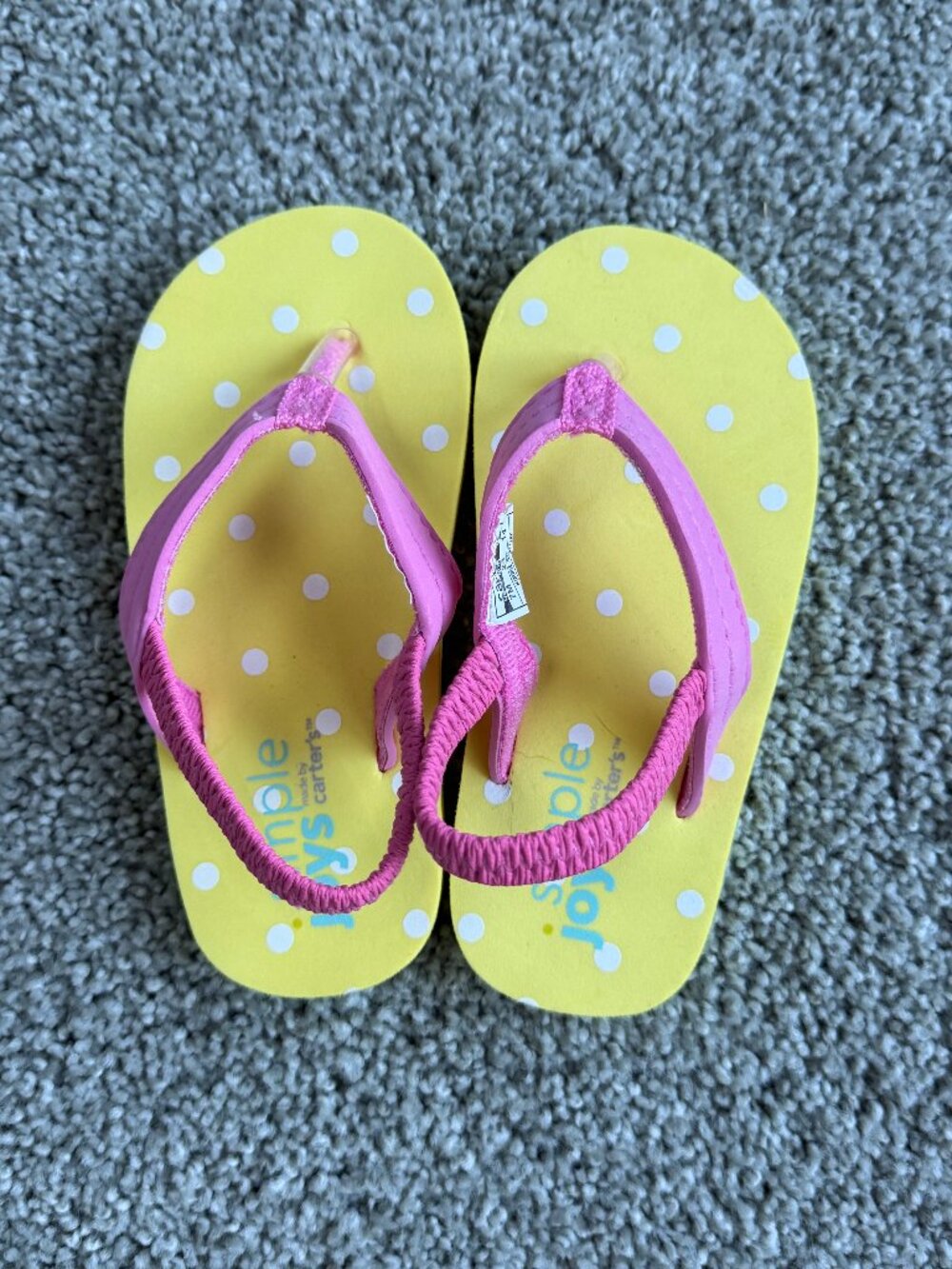 SIMPLE JOYS by CARTER’S Girl’s Flip flops, Yellow & Pink, Size 7, NWOT